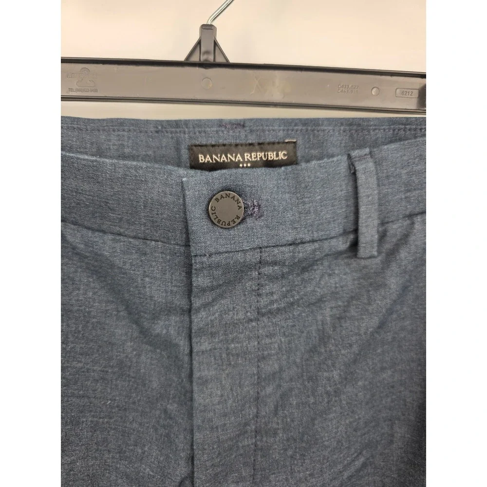 Banana Republic Mens Slim Fit Chinos Blue Heather Stretch Pants 34x32